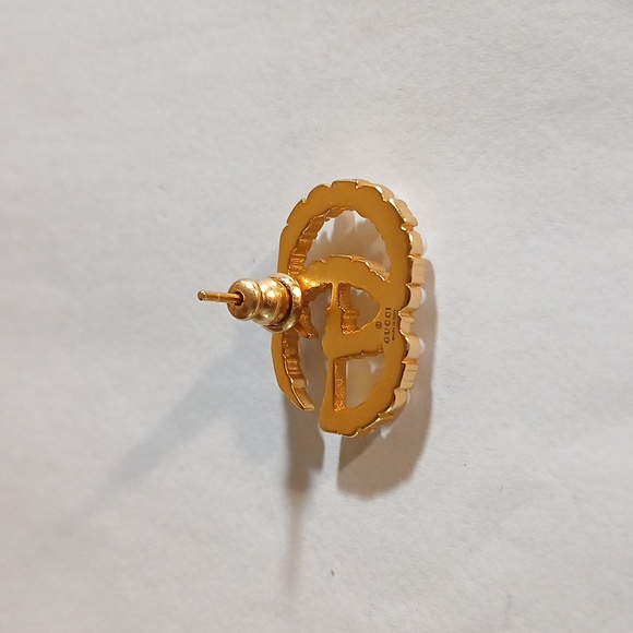 AUTHENTIC GUCCI GOLD FAUX PEARL AND CRYSTAL EARRINGS - Picture 5 of 5